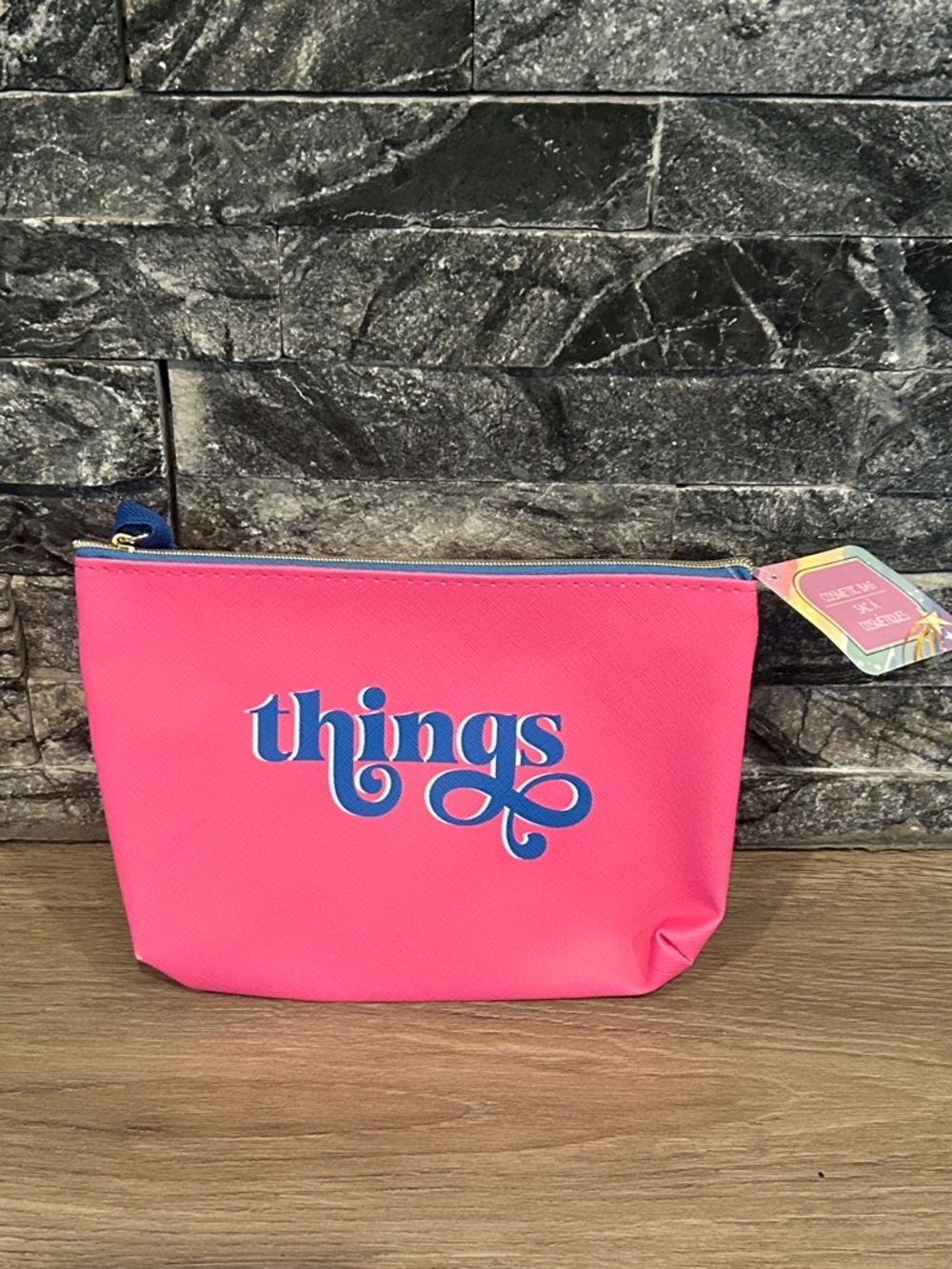 NWT Pink 'Things' Cosmetic Pouch - Stylish Women's‎ Bag